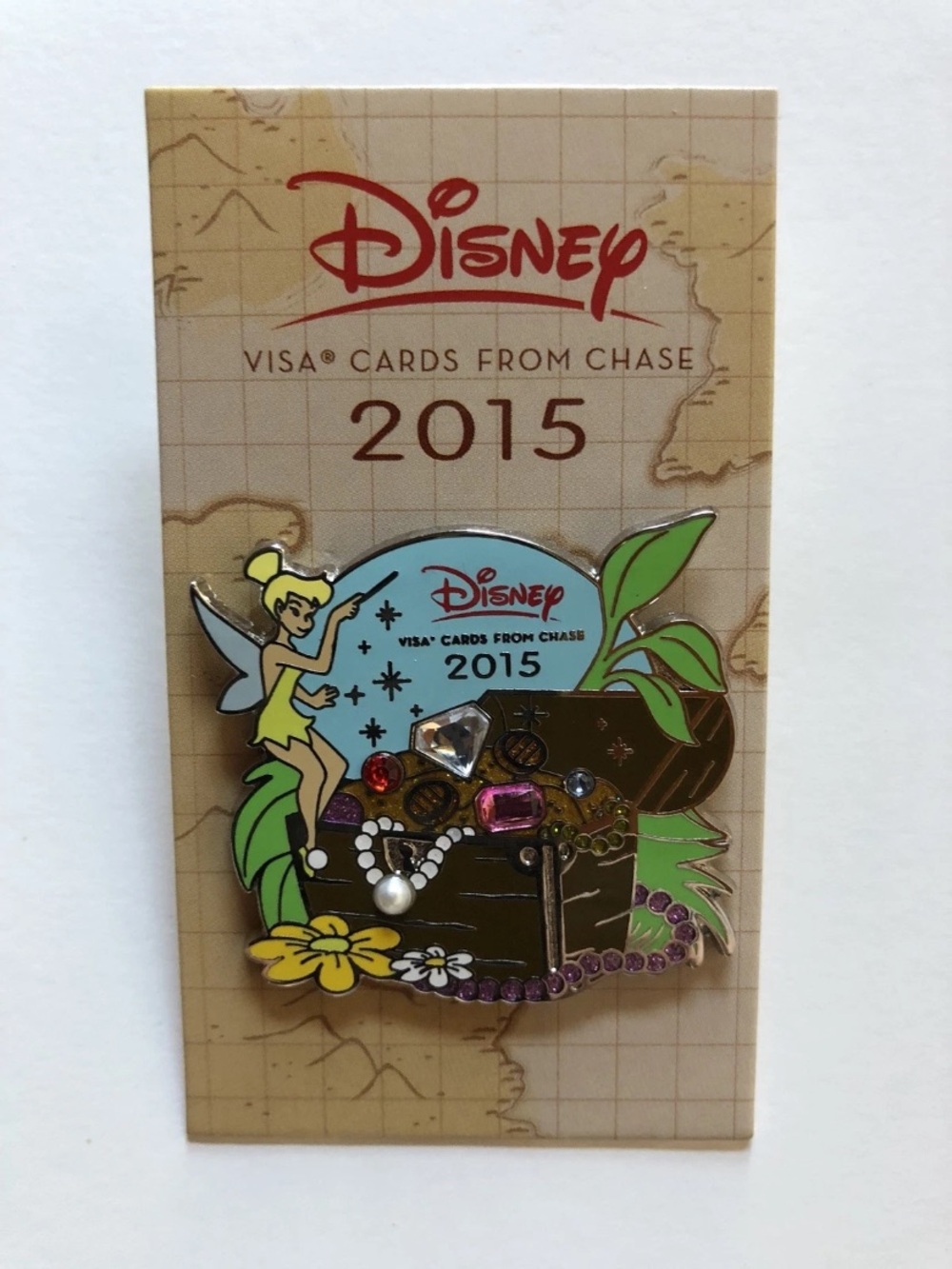 Disney Parks 2015 Chase Visa Exclusive Tinker Bell Jeweled Treasure Chest Pin